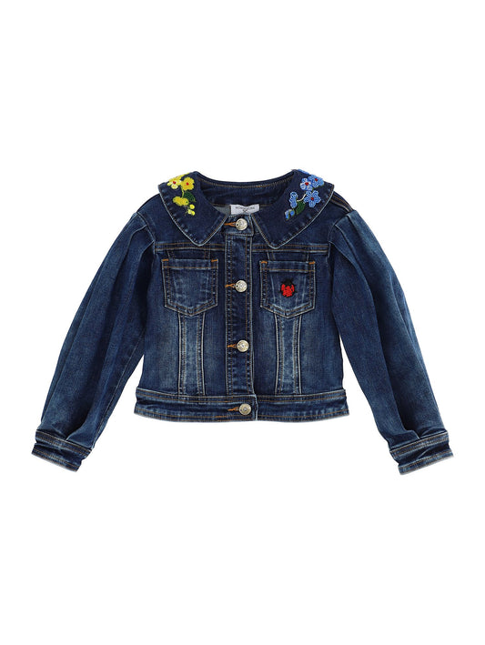 Kurze Jeansjacke mit Stickerei