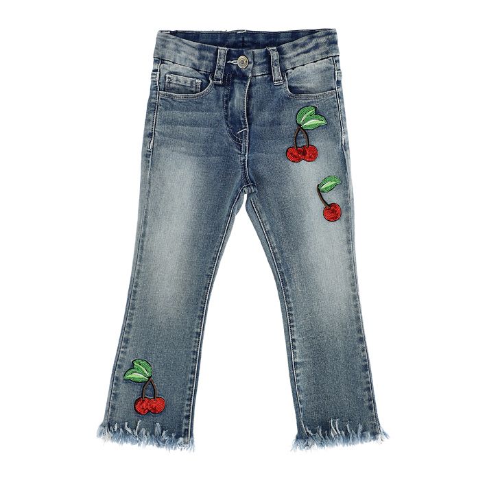 Jeans sfrangiato con paillettes