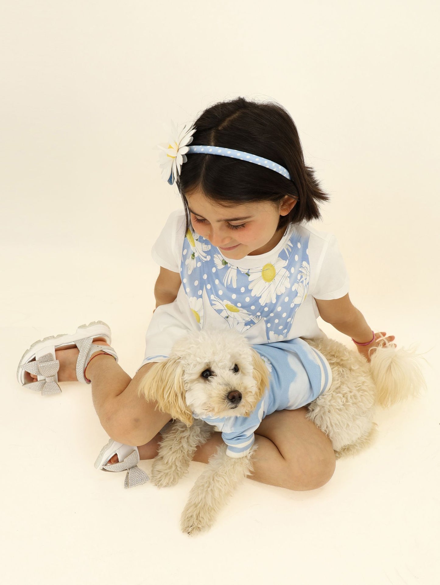 Dog onesie with allover cloud print