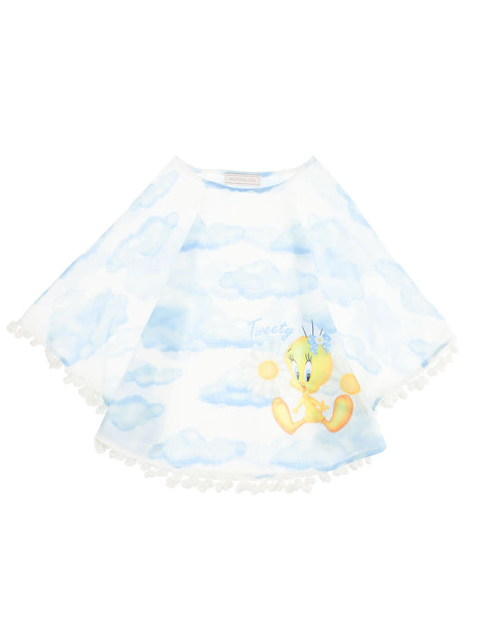 Tweety Bird Cloud Print Muslin Poncho