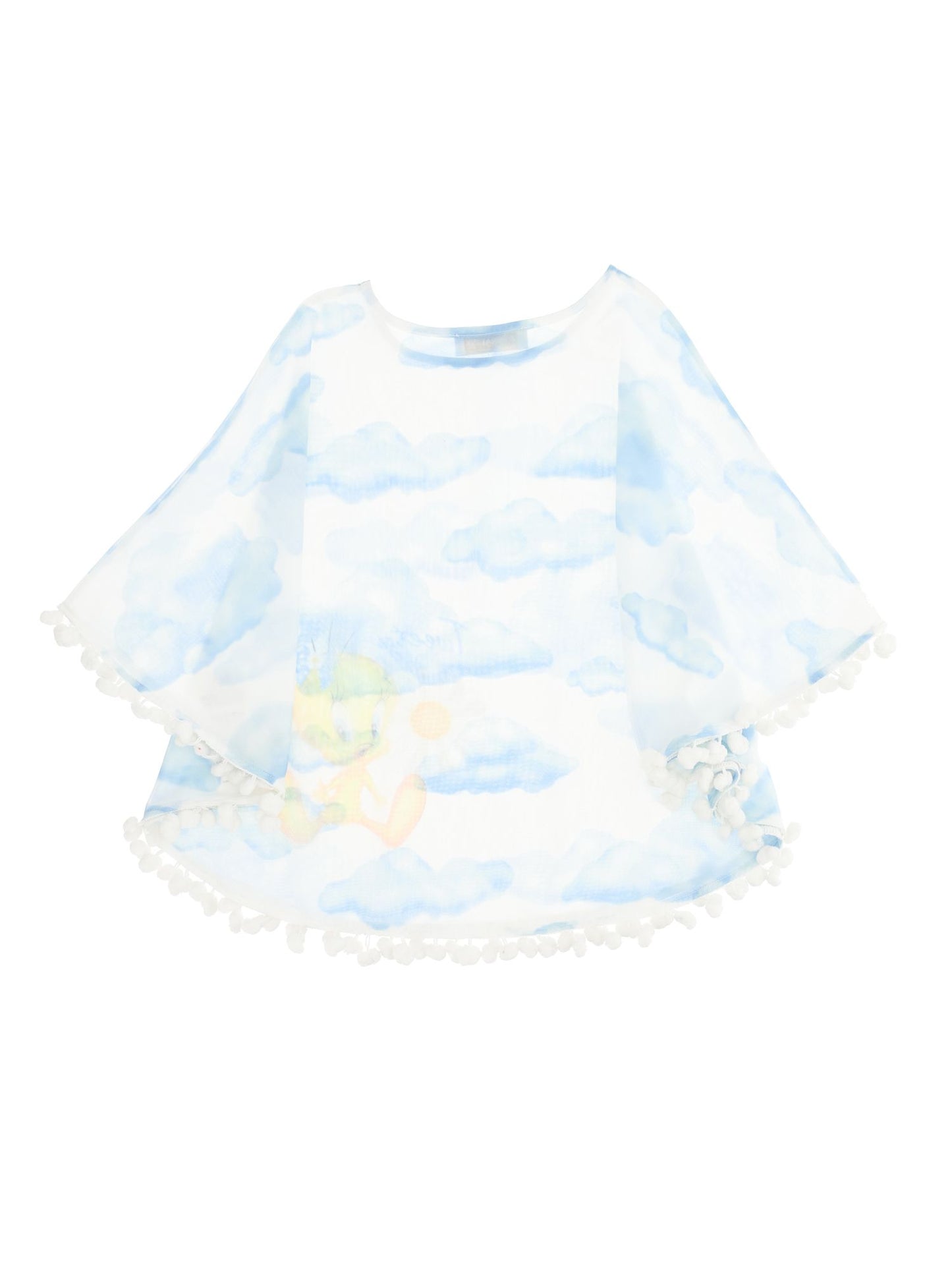 Tweety Bird Cloud Print Muslin Poncho