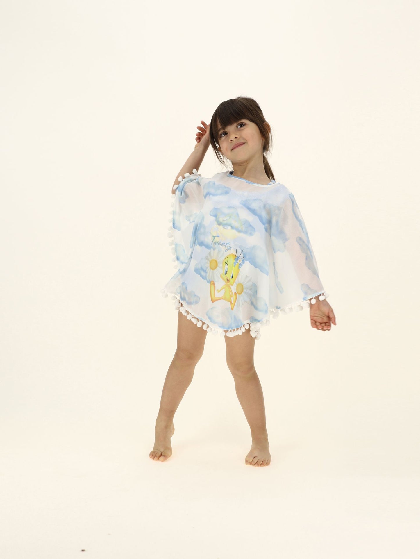 Tweety Bird Cloud Print Muslin Poncho