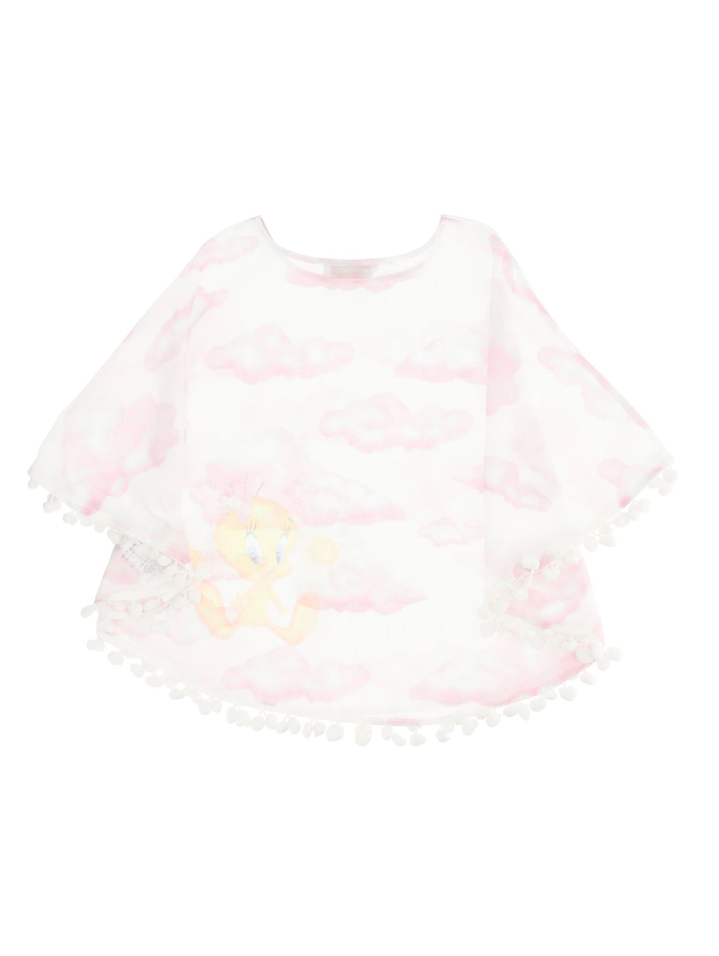 Tweety Bird Cloud Print Muslin Poncho