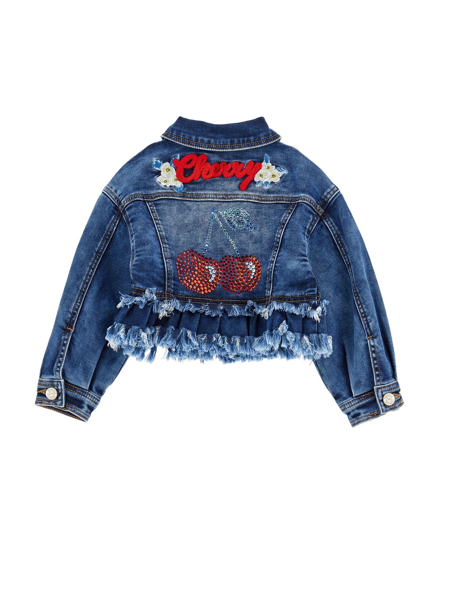 Chaqueta vaquera bordada en cereza