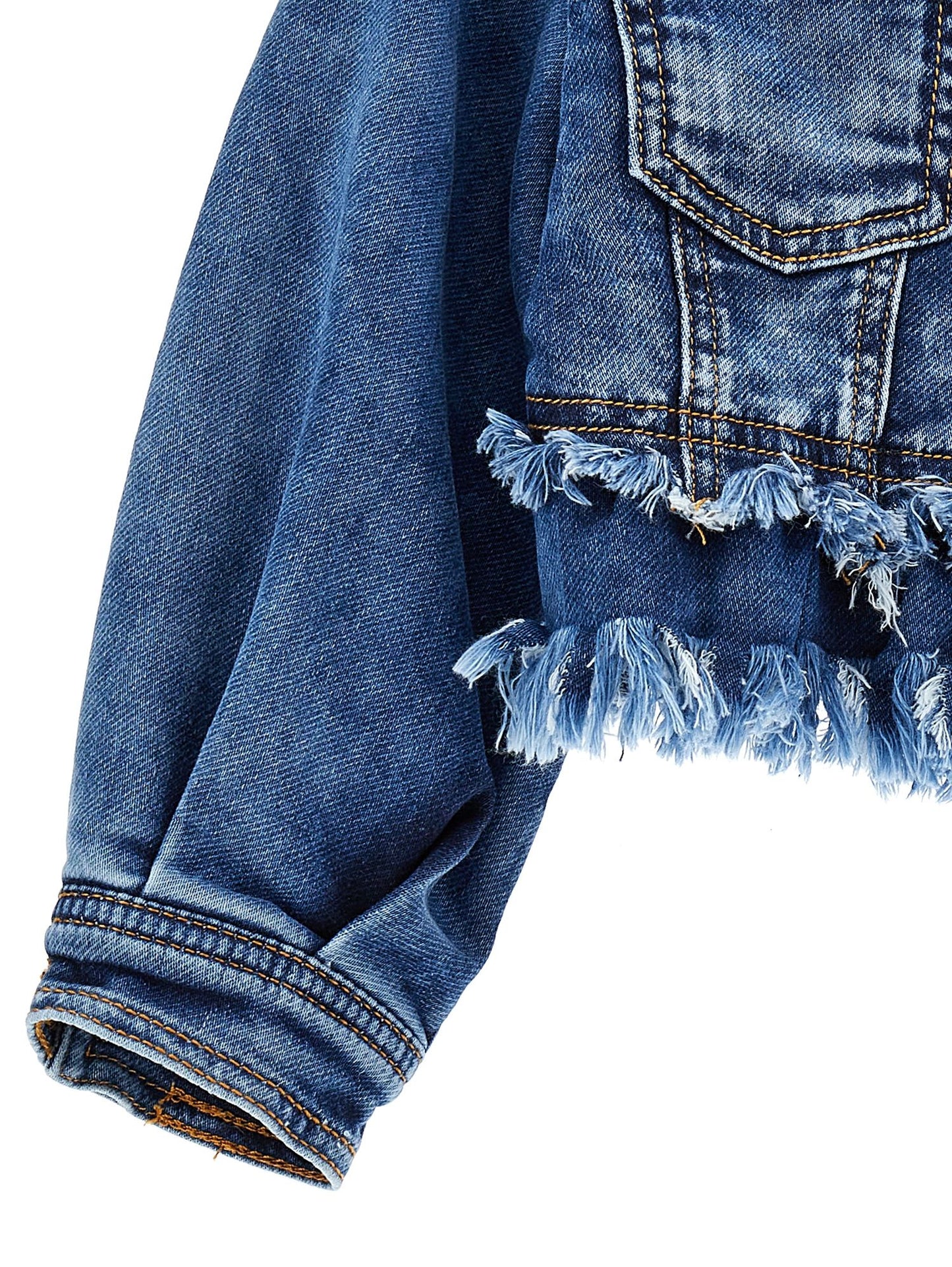 Chaqueta vaquera bordada en cereza