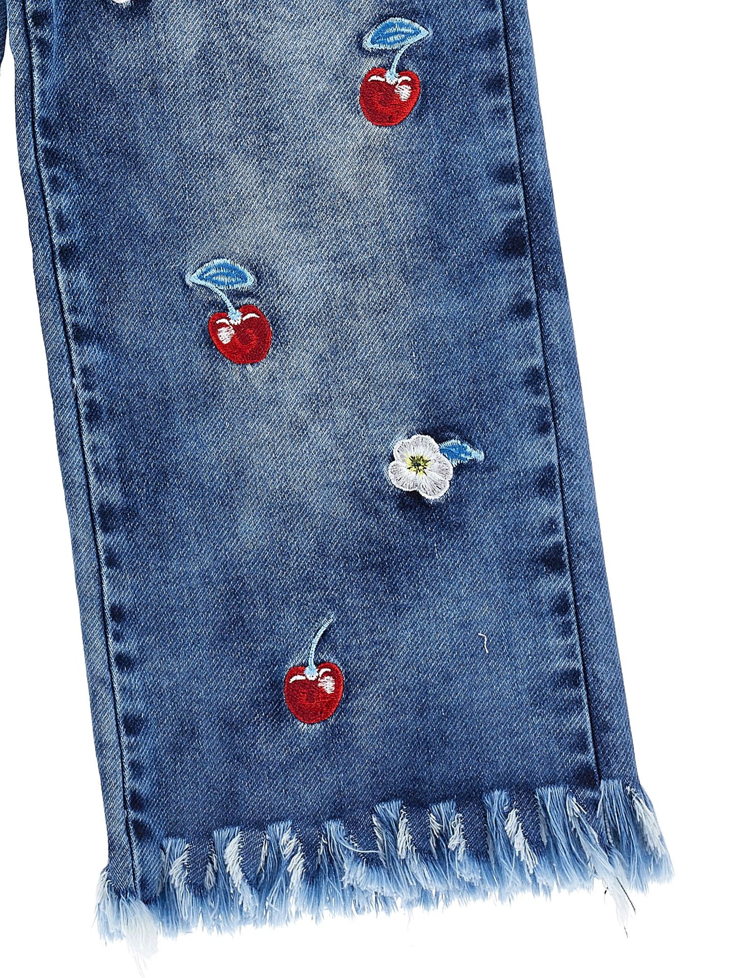Jeans felpa ricamo ciliegie