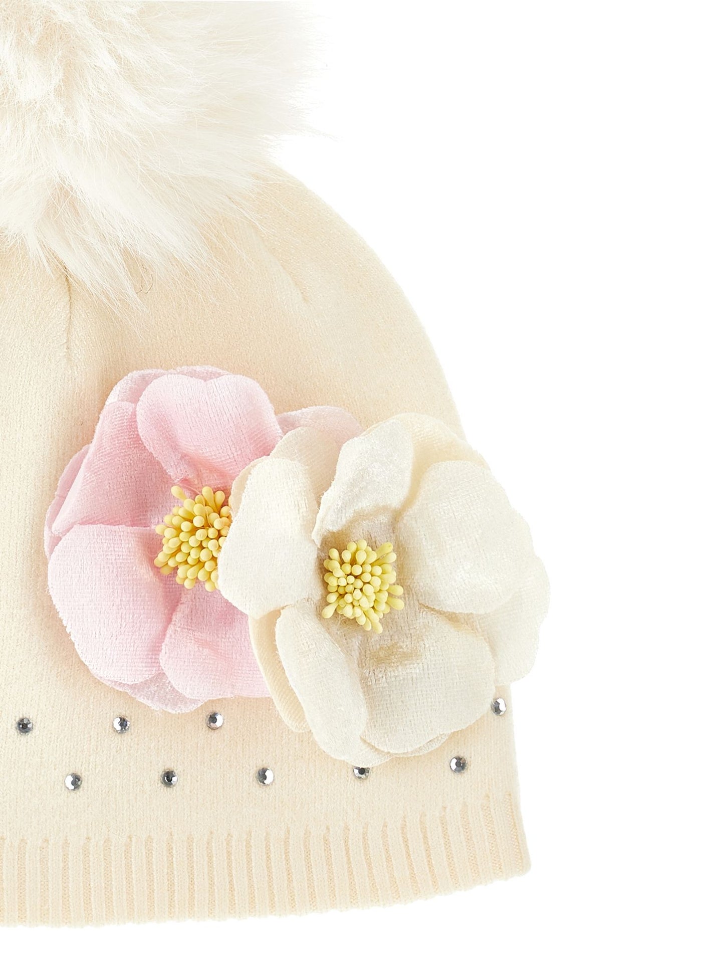 Wool blend hat with anemones