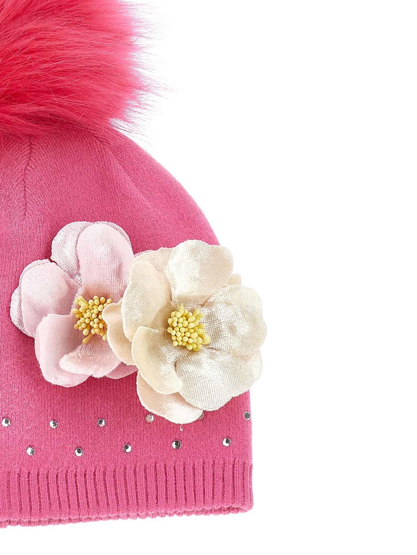 Wool blend hat with anemones