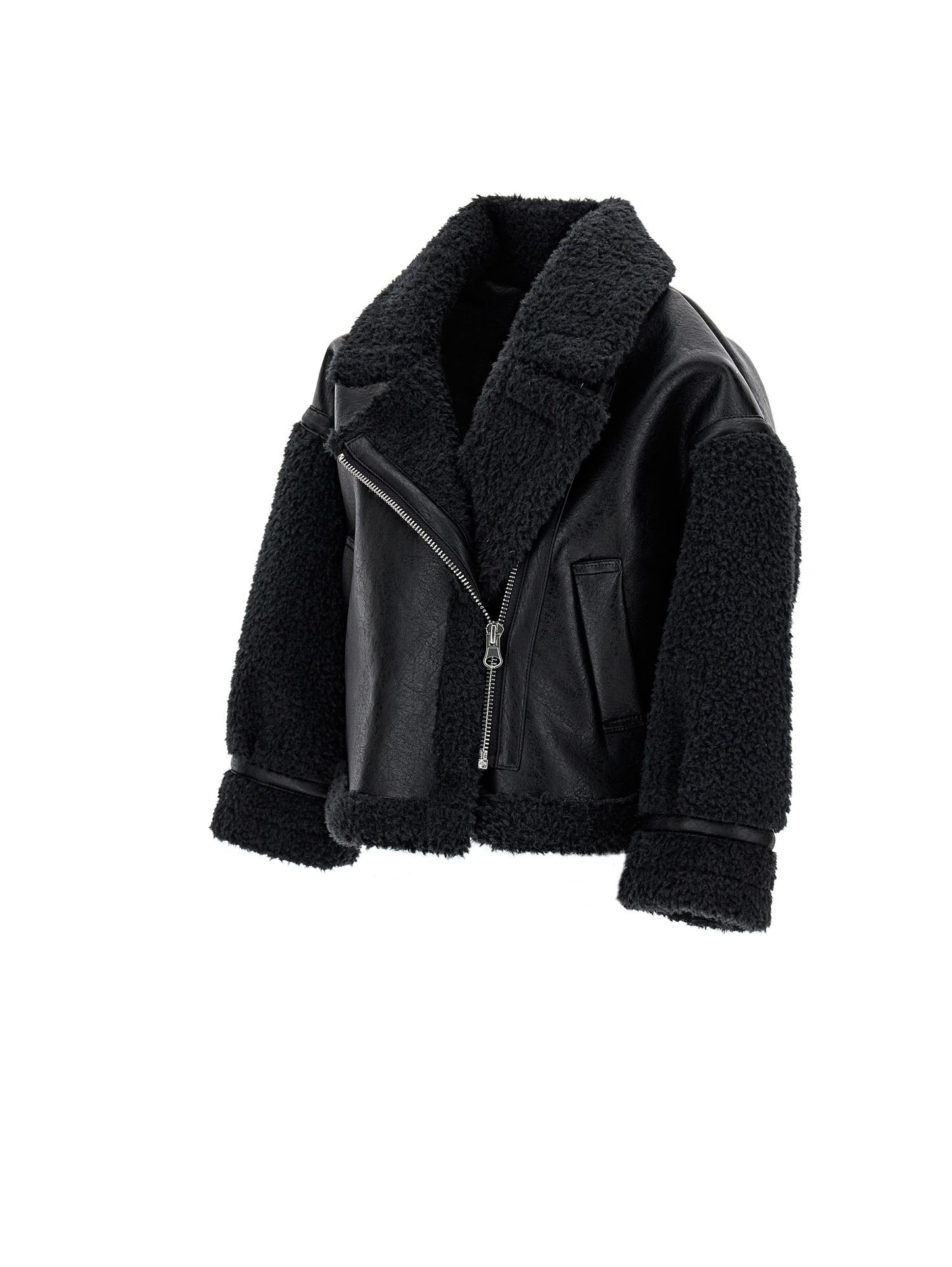Sheepskin effect plush jacket