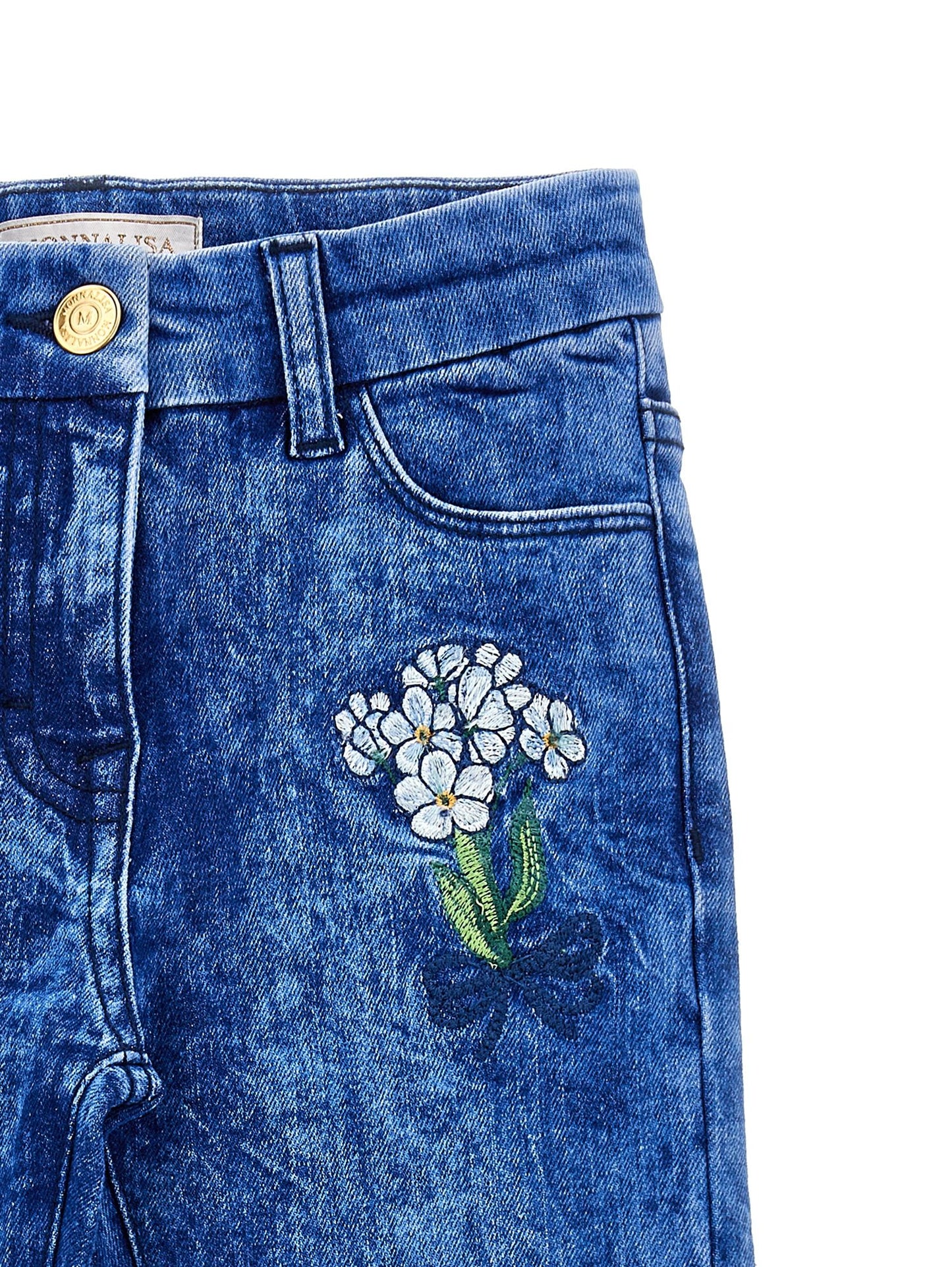 Embroidered denim jeans