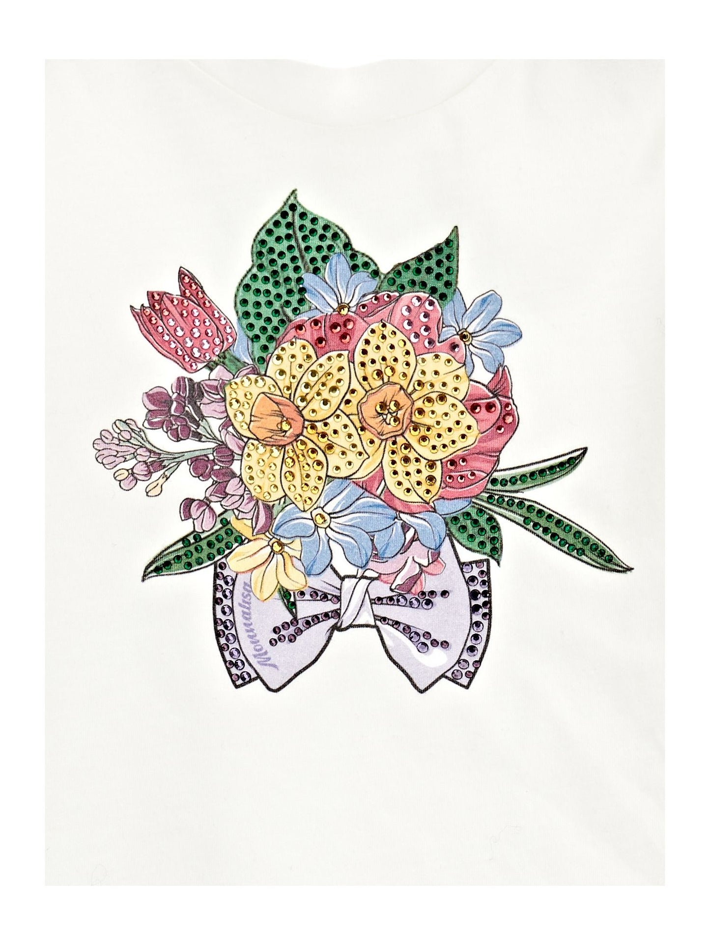 Long-sleeved rhinestone T-shirt