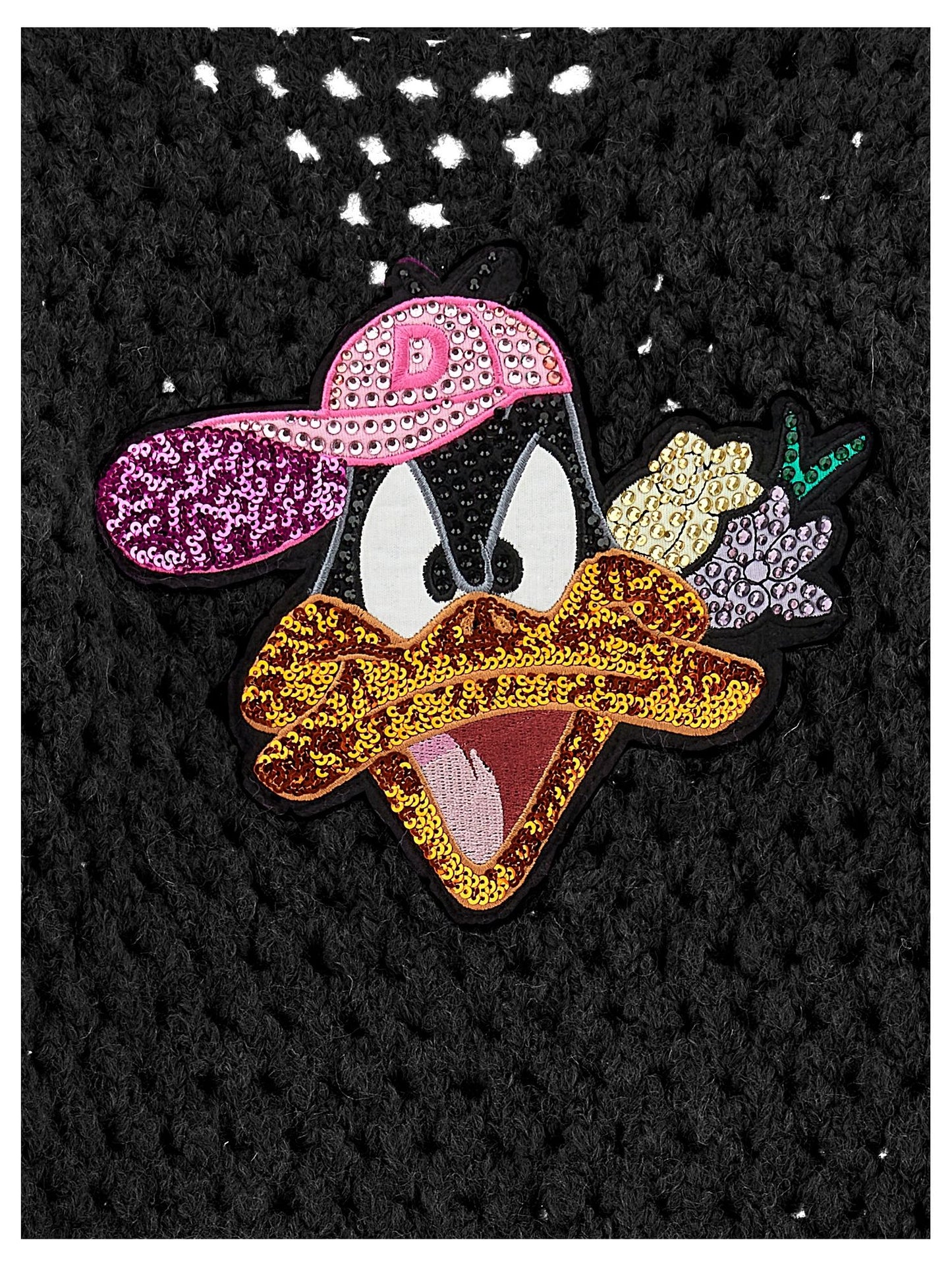 Daffy Duck yarn cardigan