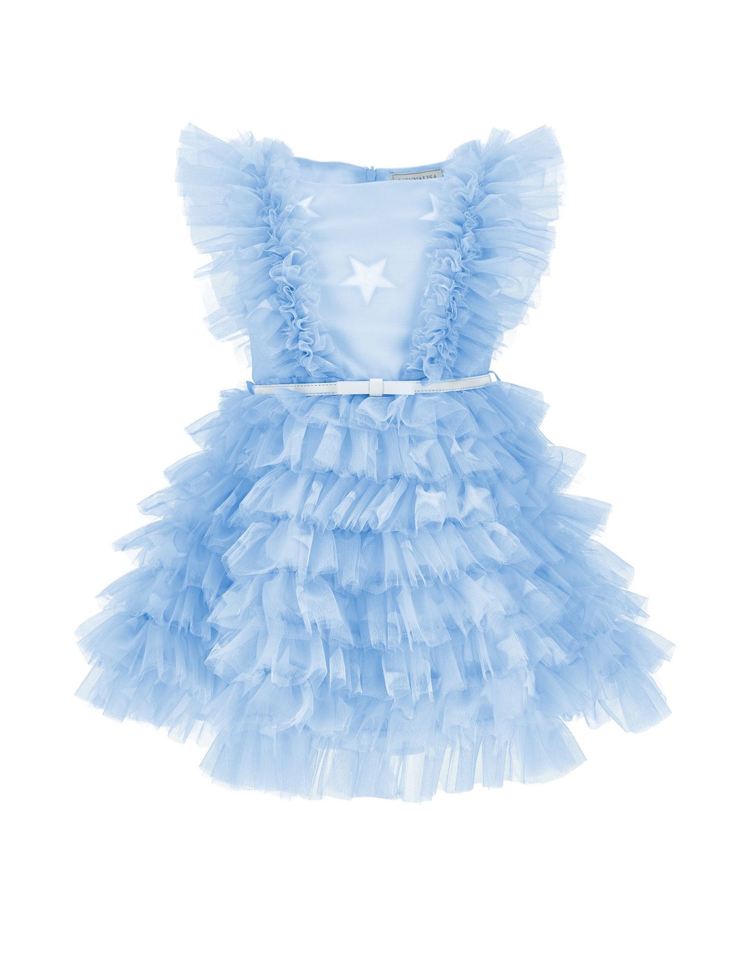 Abito tulle stampato con ruches
