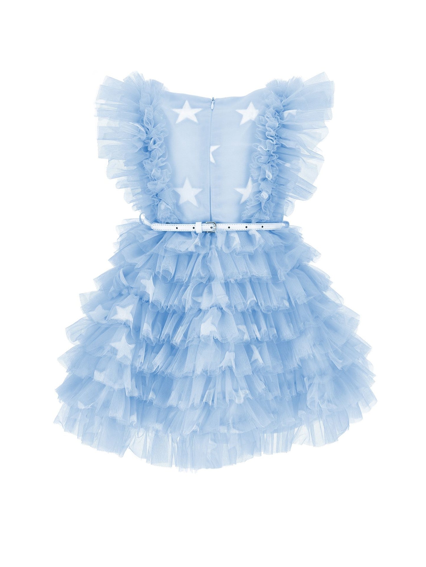 Abito tulle stampato con ruches