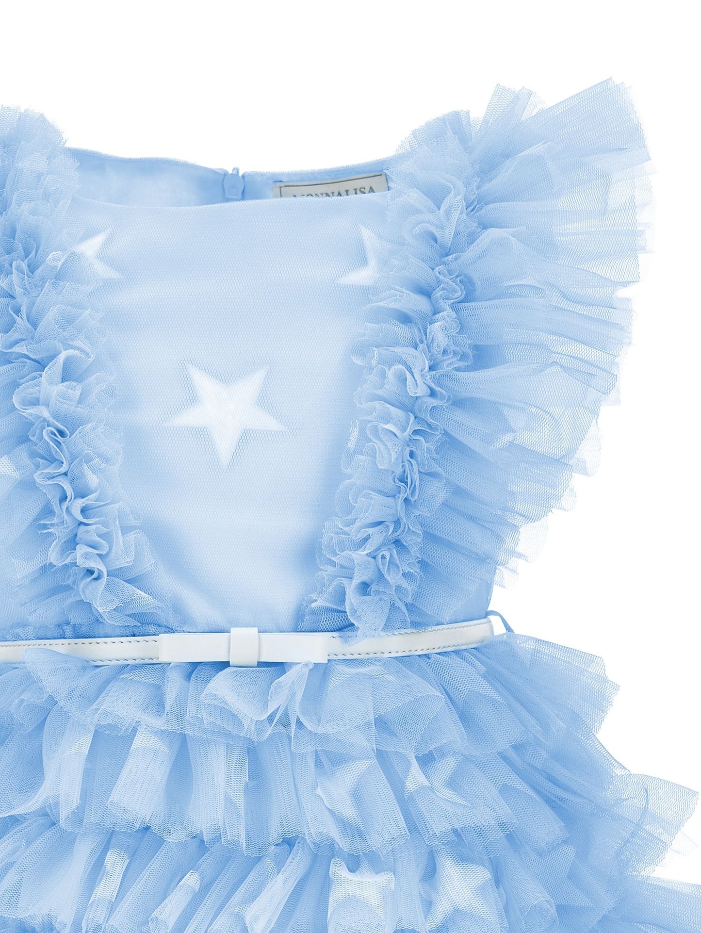 Abito tulle stampato con ruches