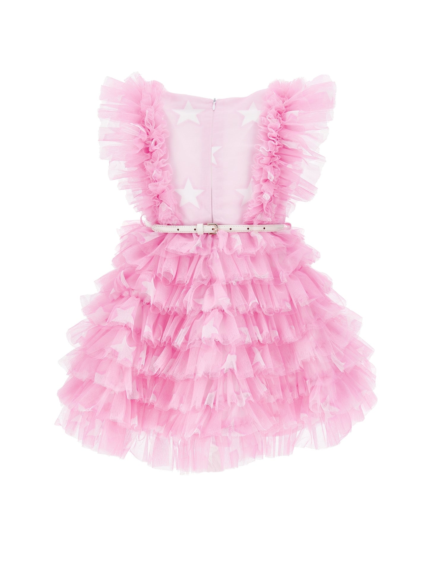 Printed tulle dress with ruffles