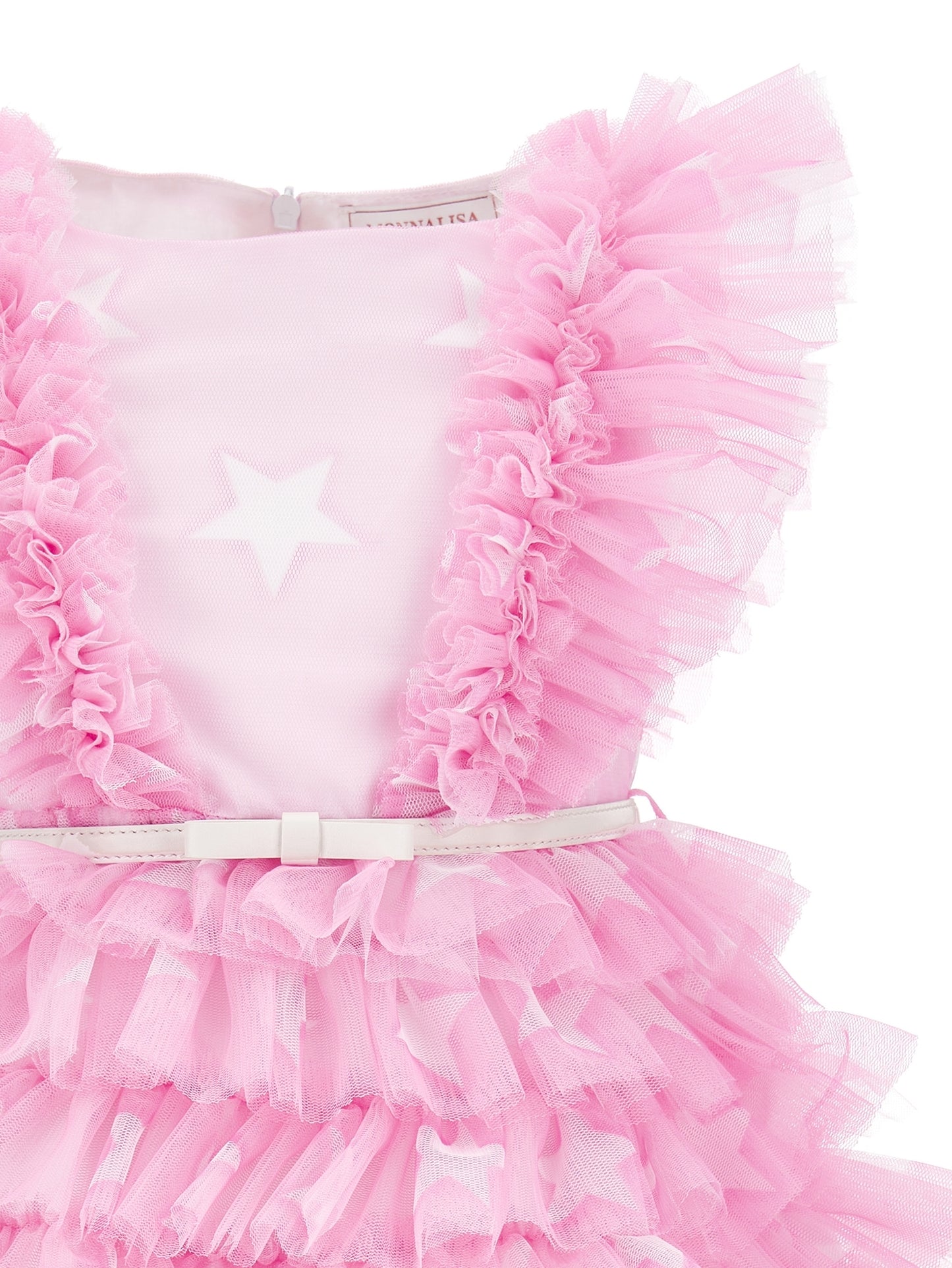 Printed tulle dress with ruffles