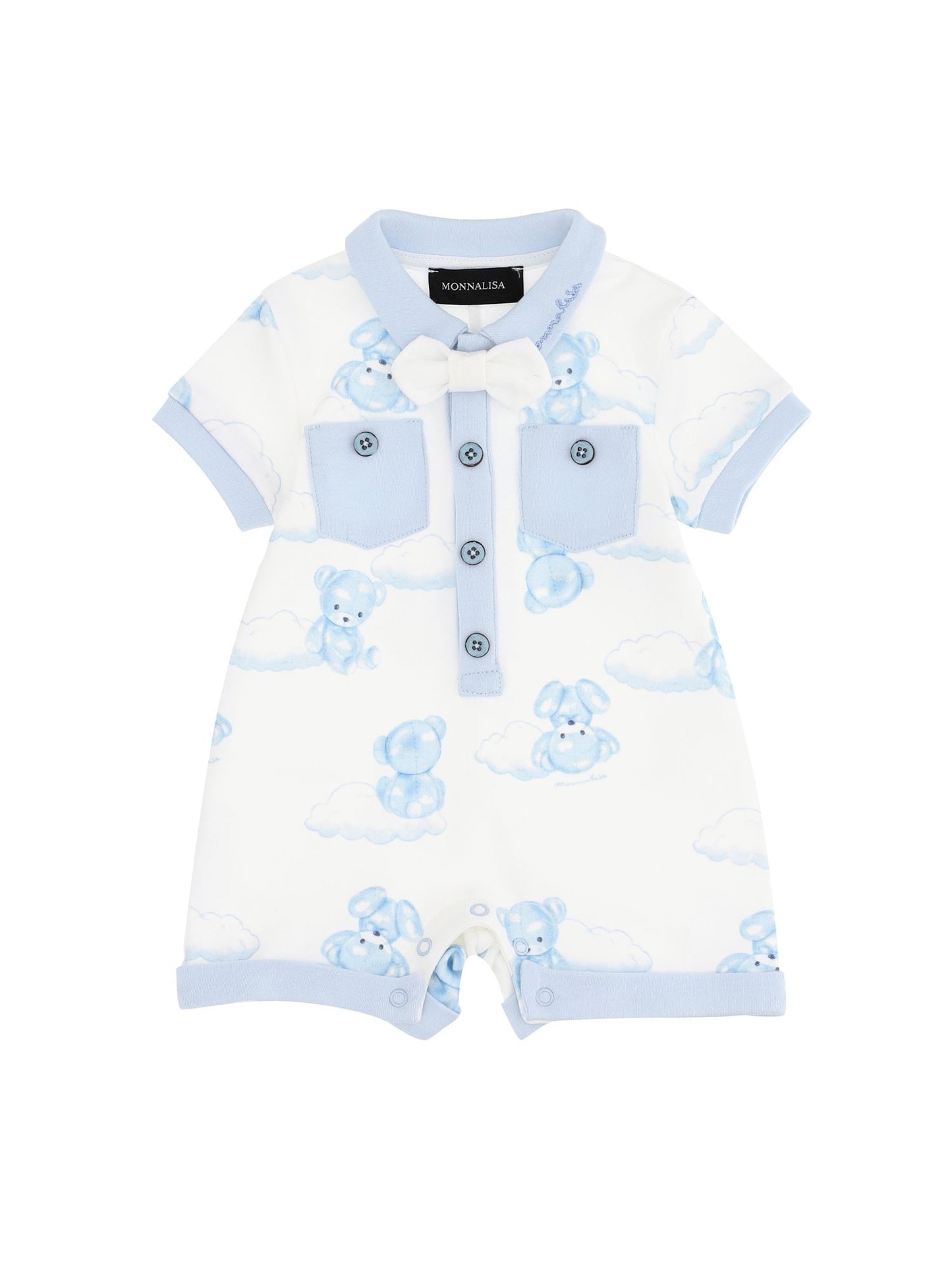 Cotton romper with bow tie