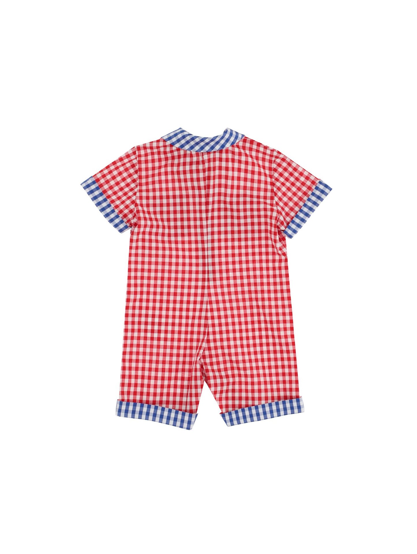 Vichy cotton romper with collar