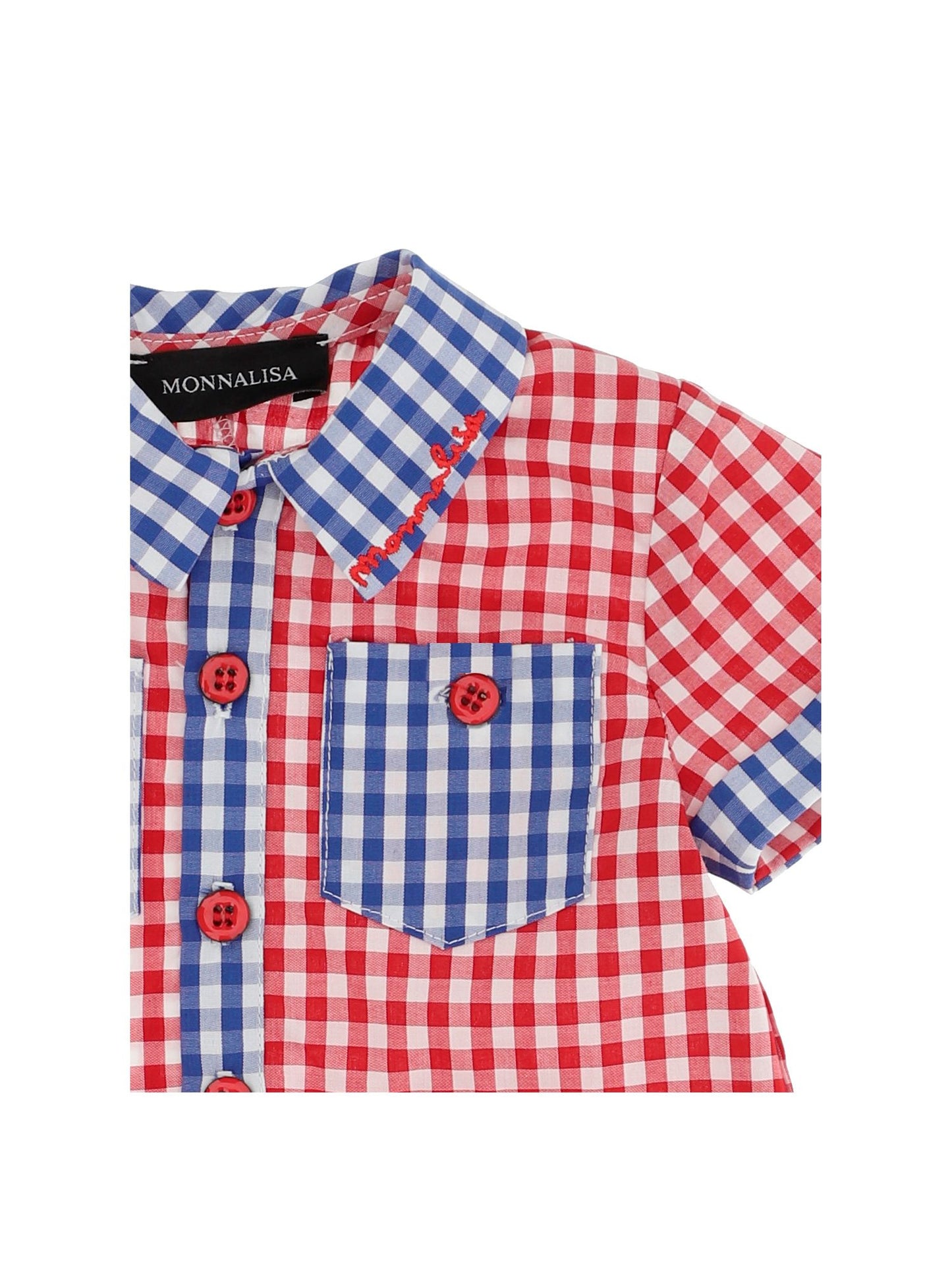 Vichy cotton romper with collar