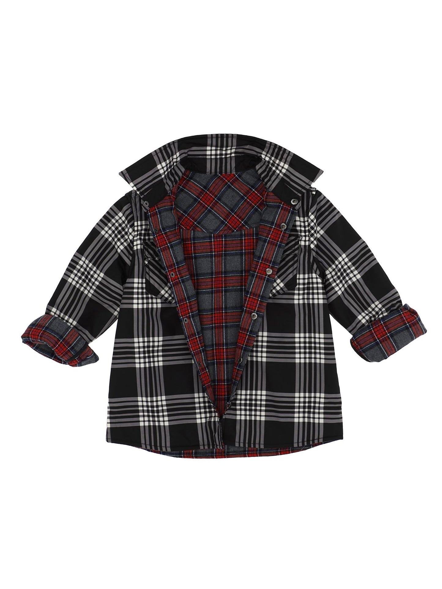 Checked padded technical fabric shirt