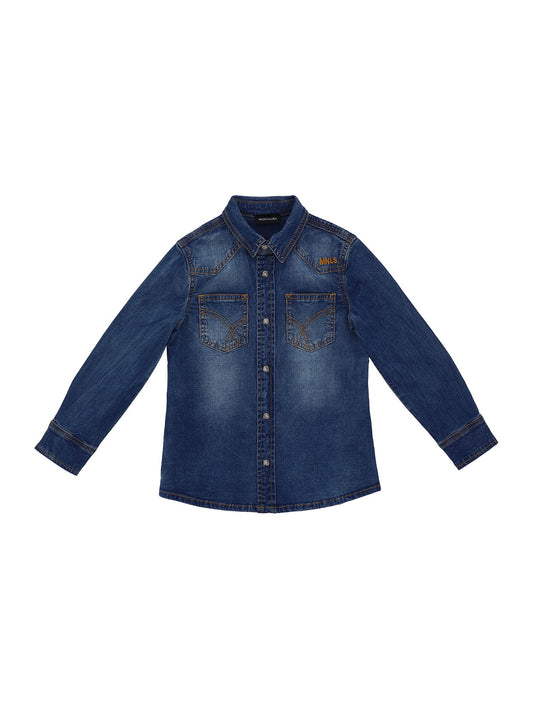 Sandblasted denim shirt
