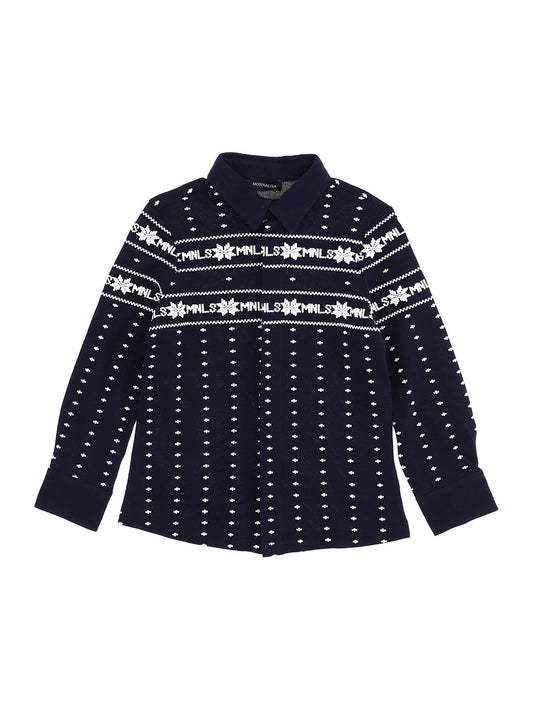 Mountain print piquet shirt