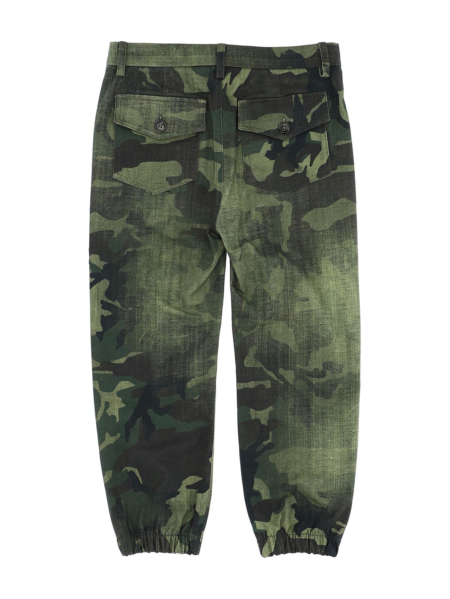 Camouflage patch gabardine trousers