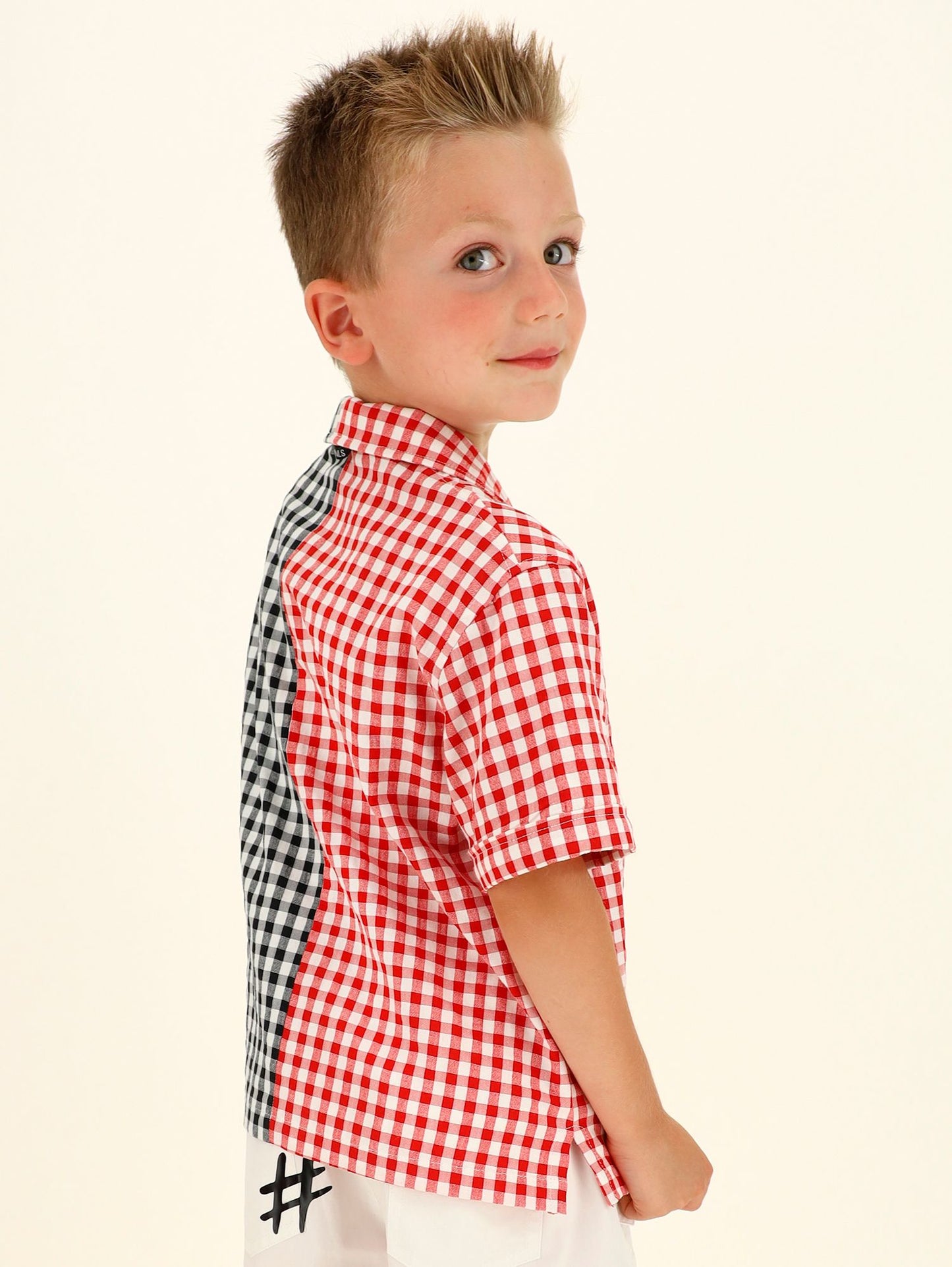 Two-tone gingham shirt