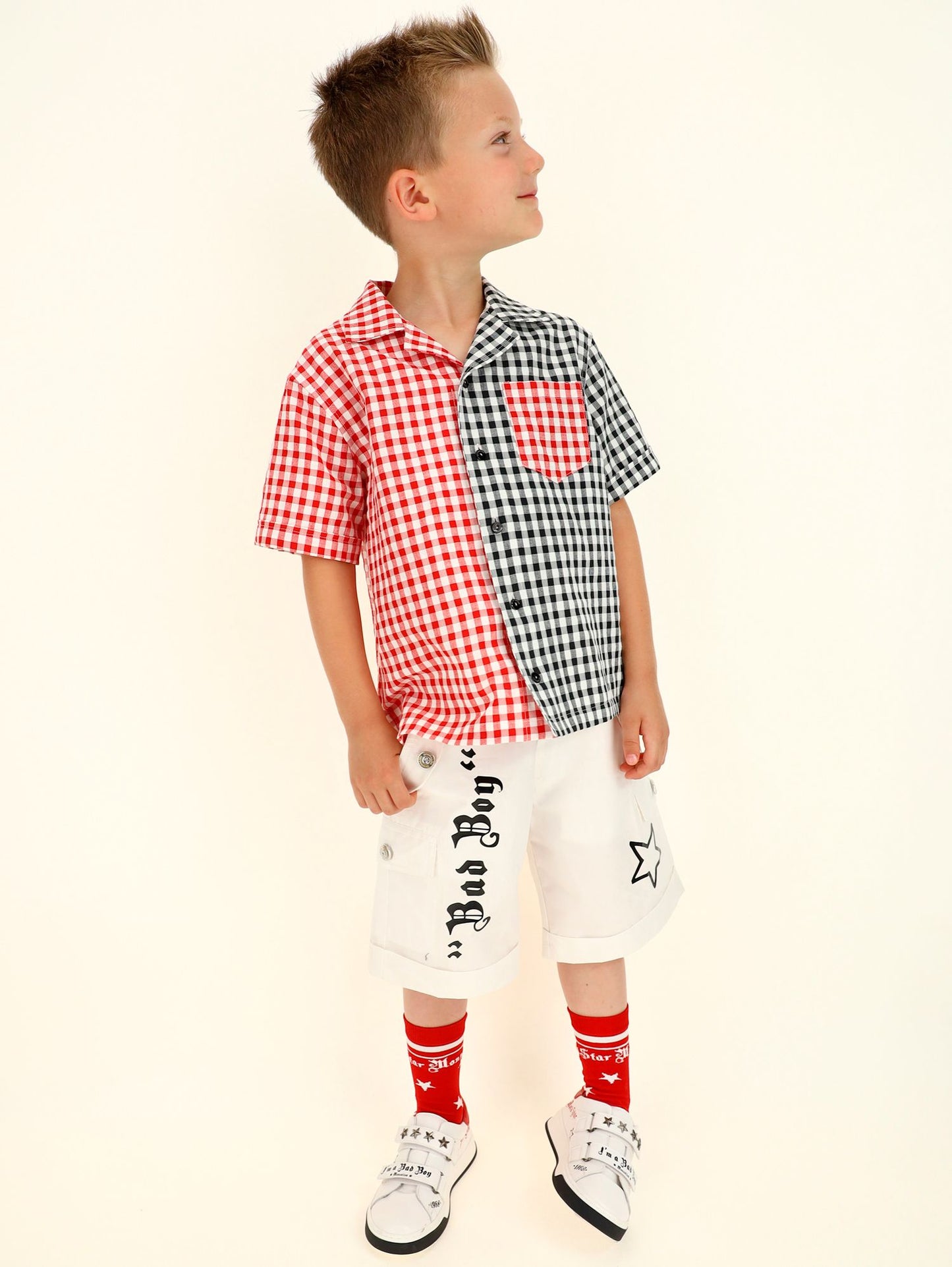 Two-tone gingham shirt