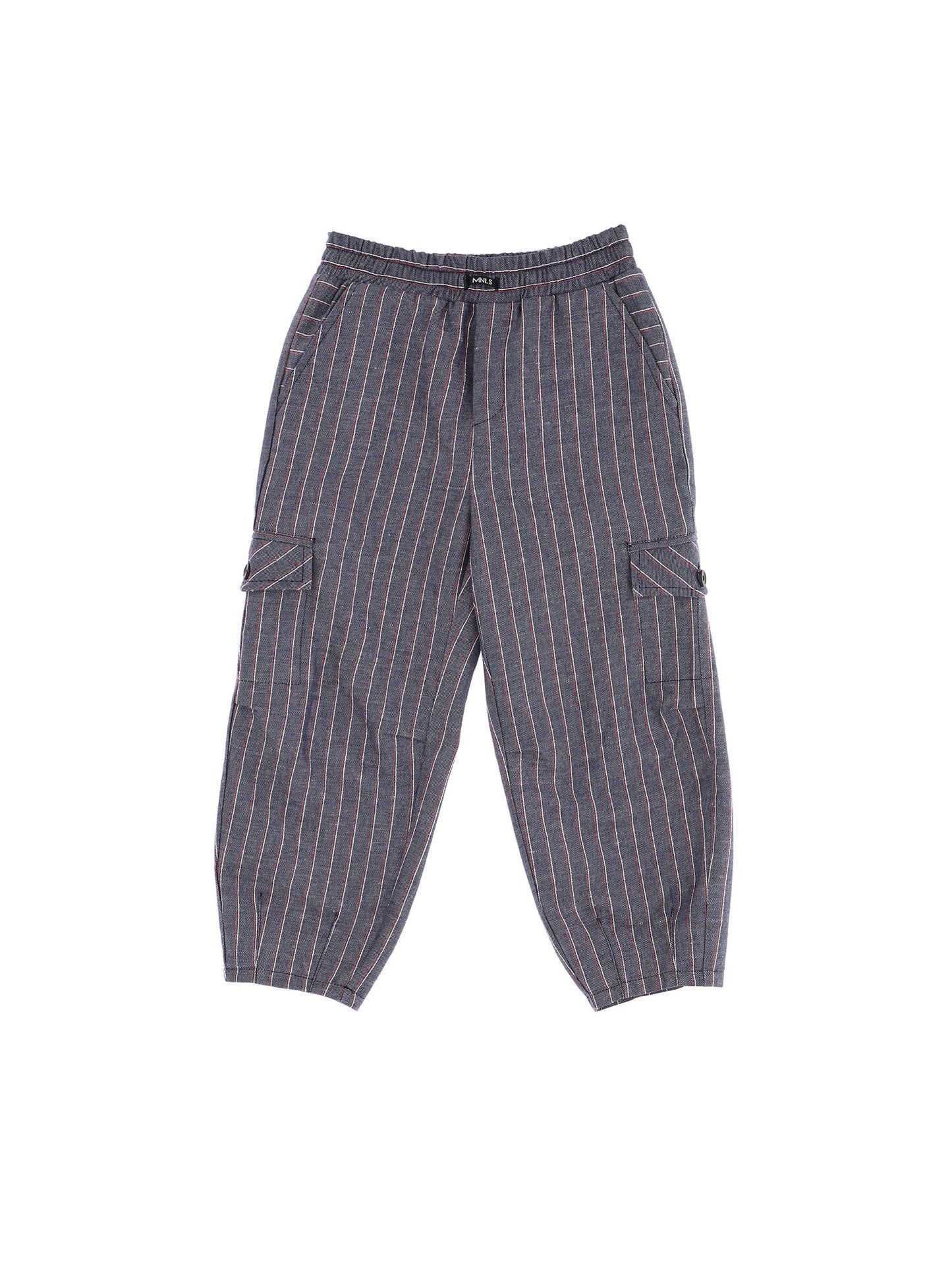 Pinstriped denim trousers