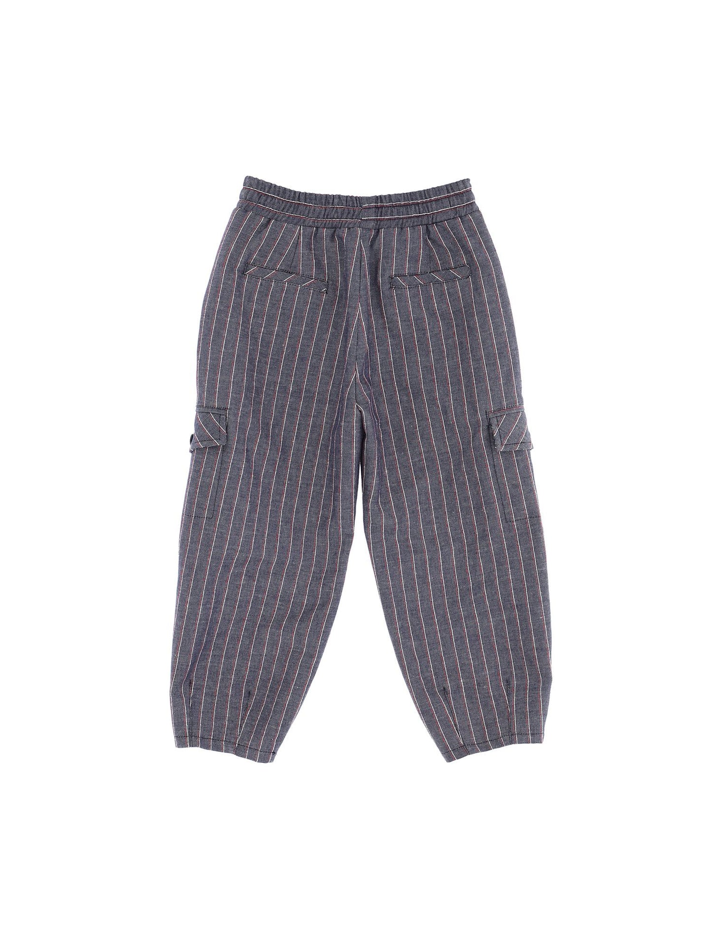 Pinstriped denim trousers