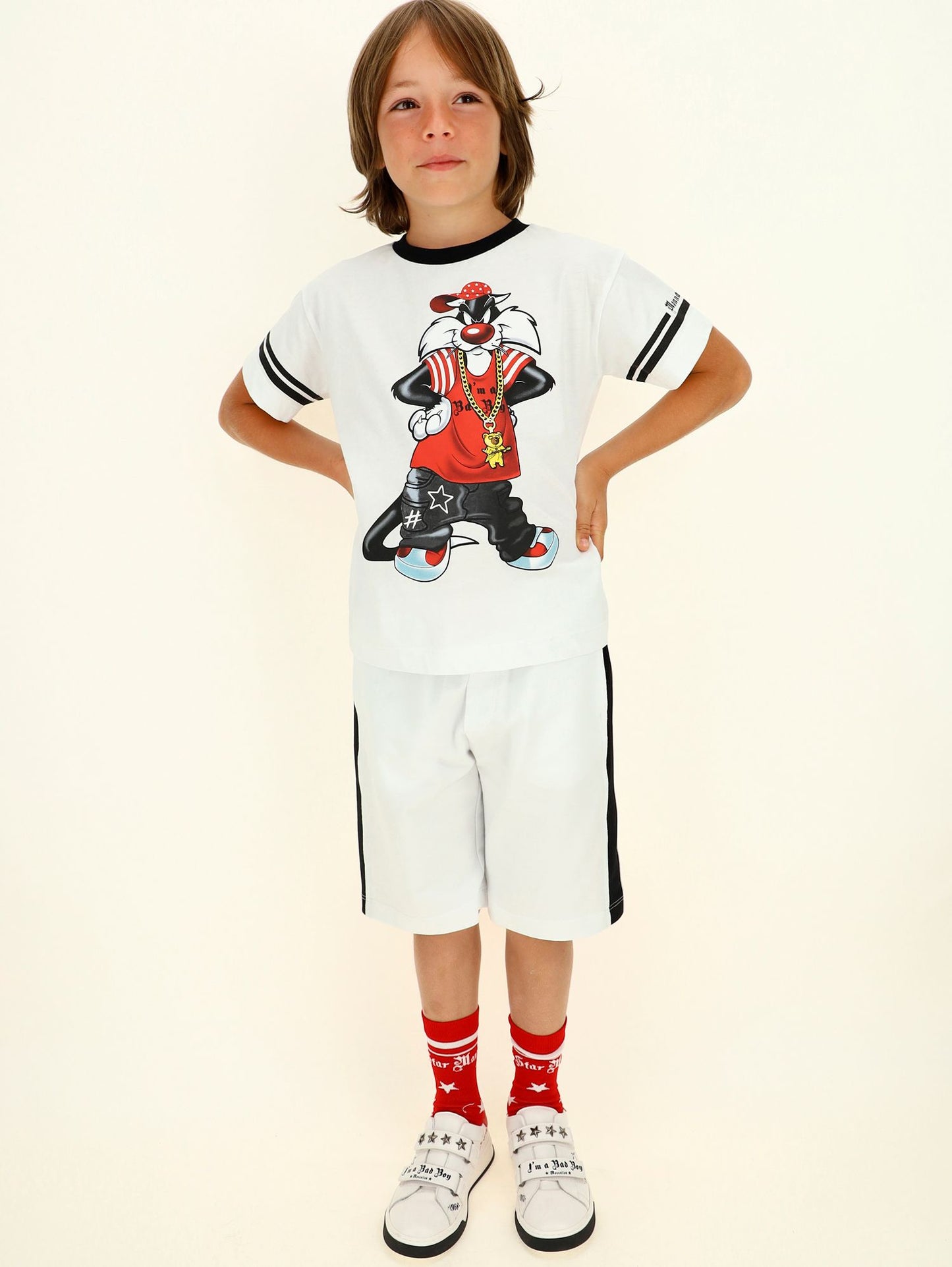 Bermuda sweatshirt with stripes