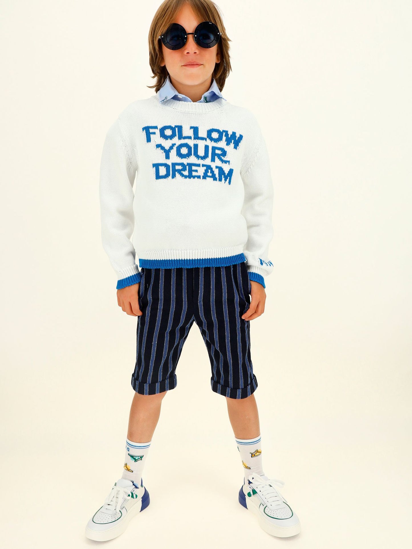 Striped piquet Bermuda shorts