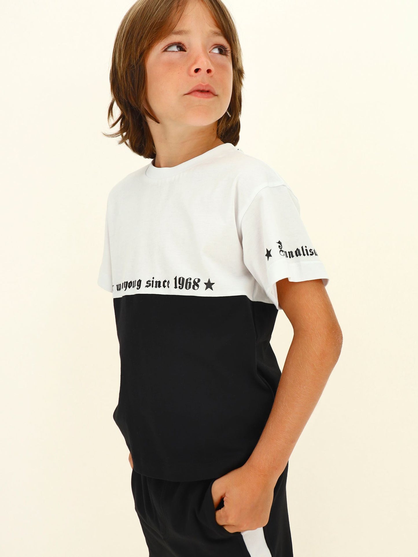 Two-tone jersey T-shirt with logo