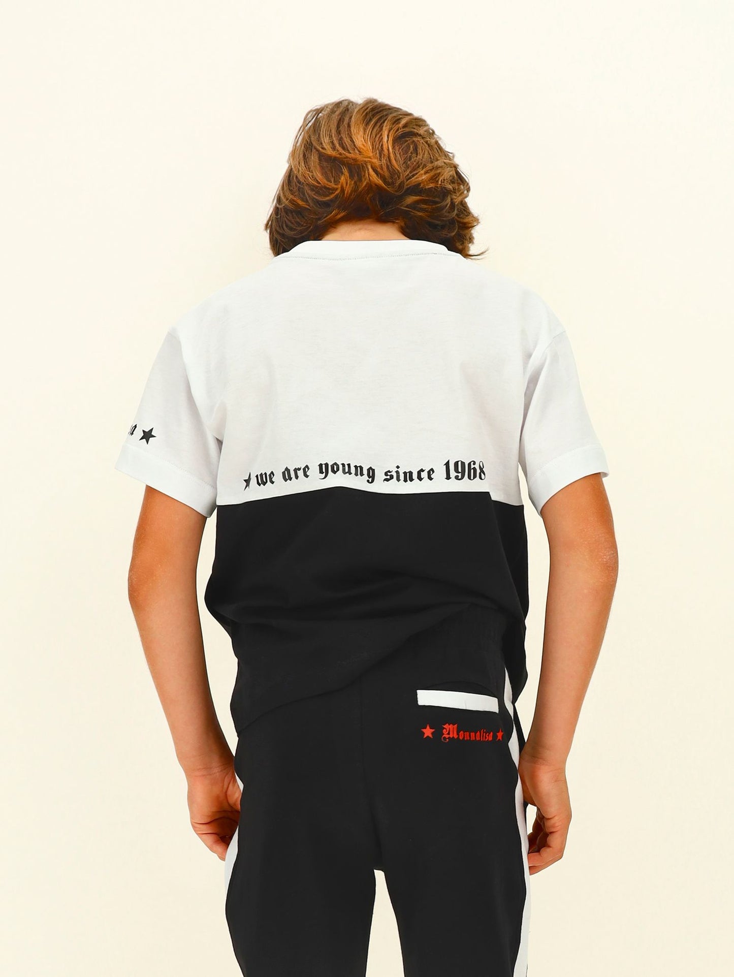 Two-tone jersey T-shirt with logo