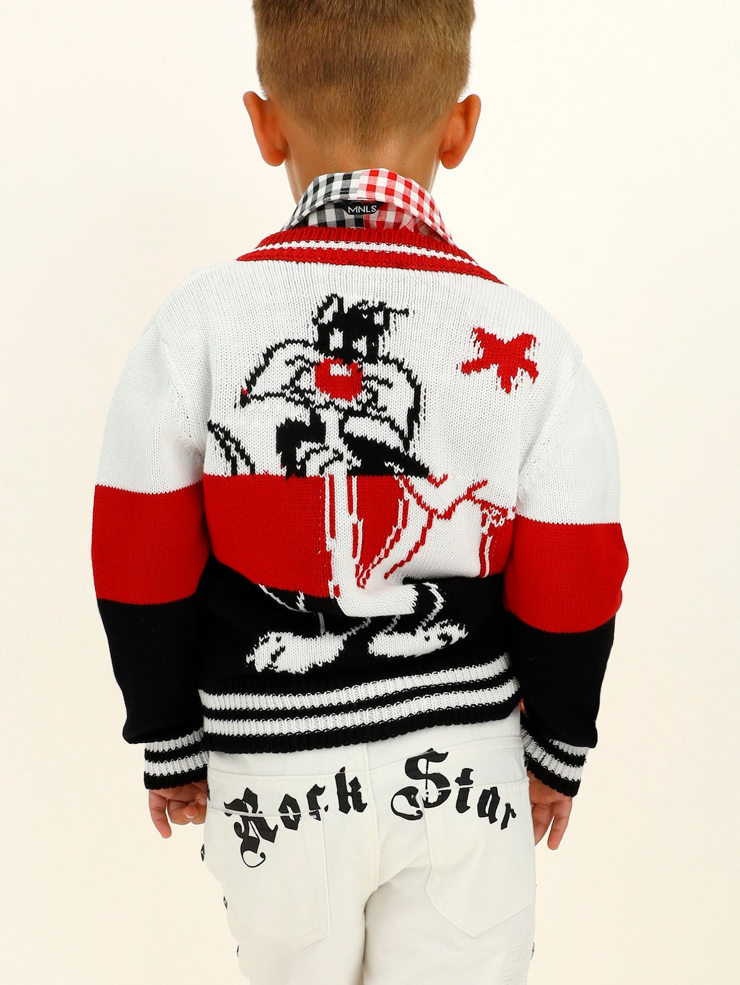 Sylvester the Cat cardigan with colored bands