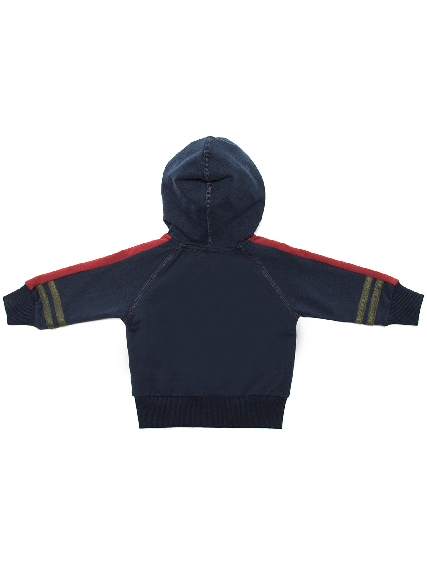 Sweat ouvert avec blason appliqué.
