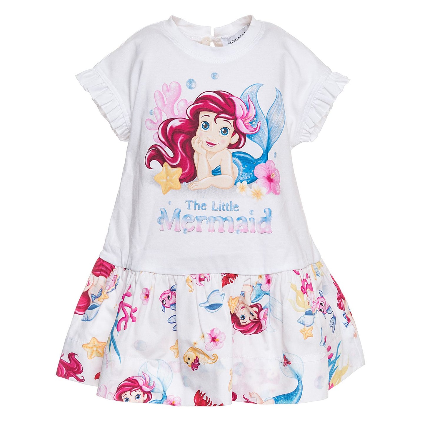 Low-waisted dress with sea print