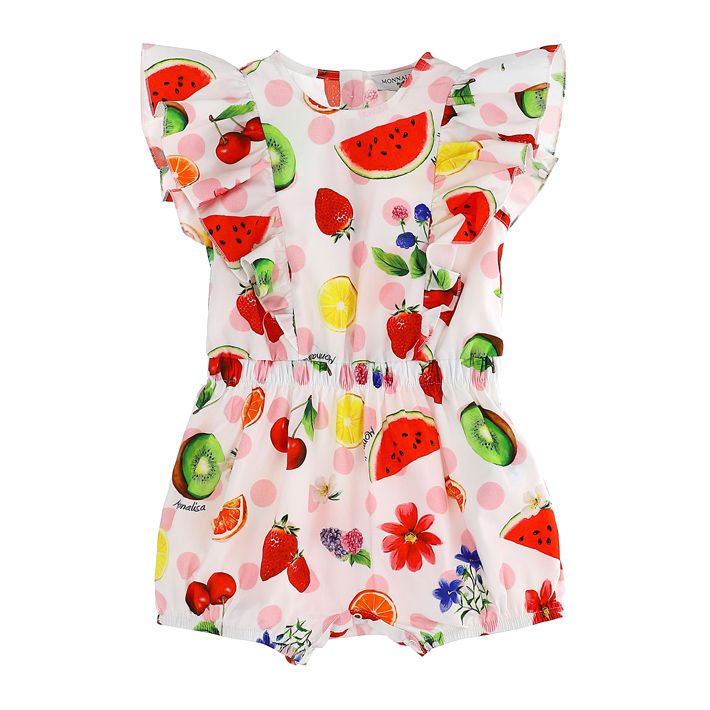 Playsuit with shorts, fruit print