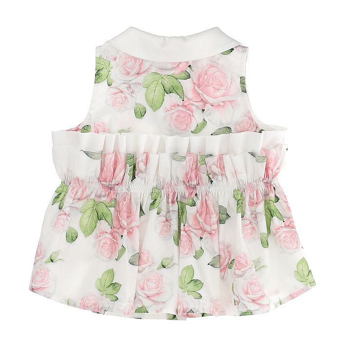 Poplin blouse with roses