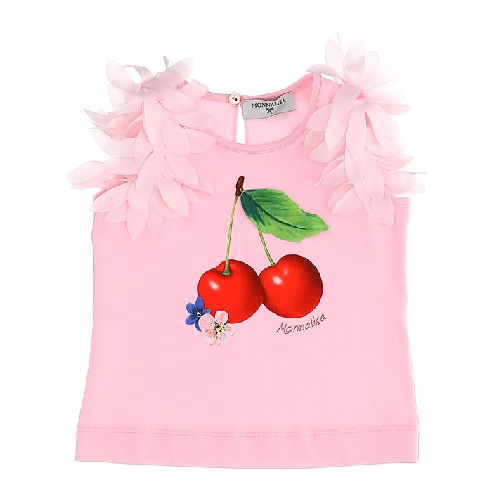 Cotton tank top with applied petals