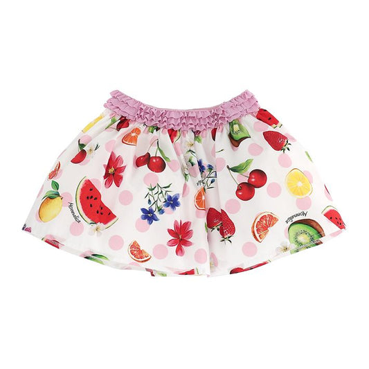Poplin skirt with flowers and fruit