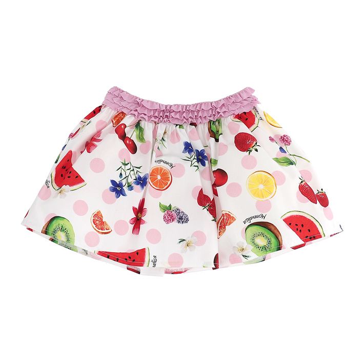 Poplin skirt with flowers and fruit