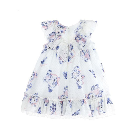 Sangallo and tulle dress with animal print