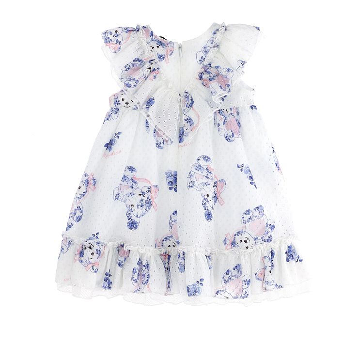 Sangallo and tulle dress with animal print