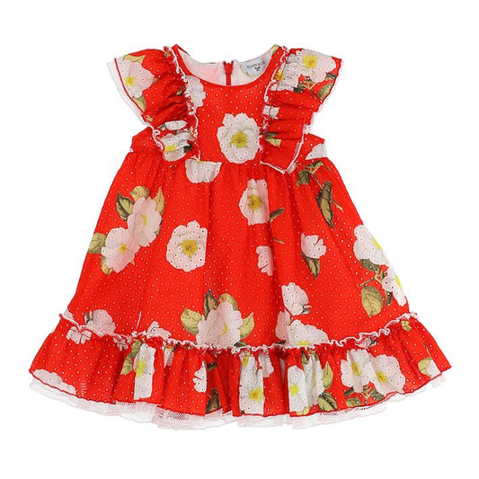 Sangallo and tulle dress with floral print