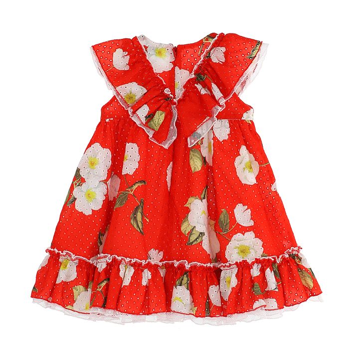 Sangallo and tulle dress with floral print