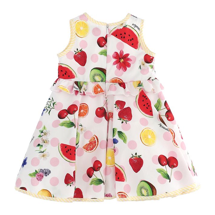 Poplin dress with fruit print