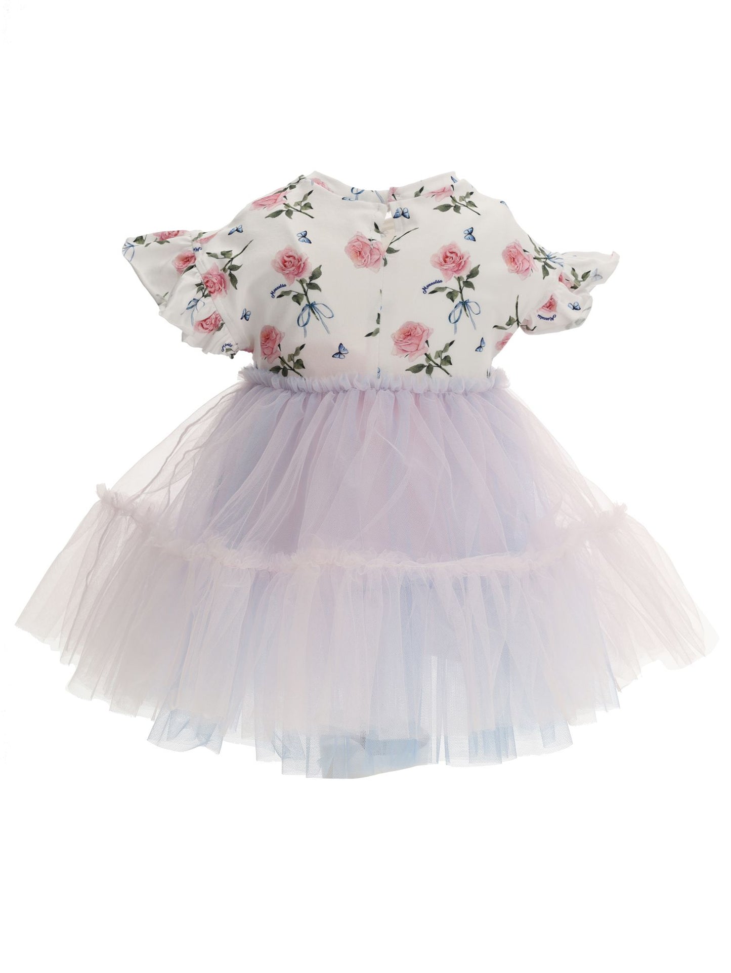 Jersey tulle dress with rose print